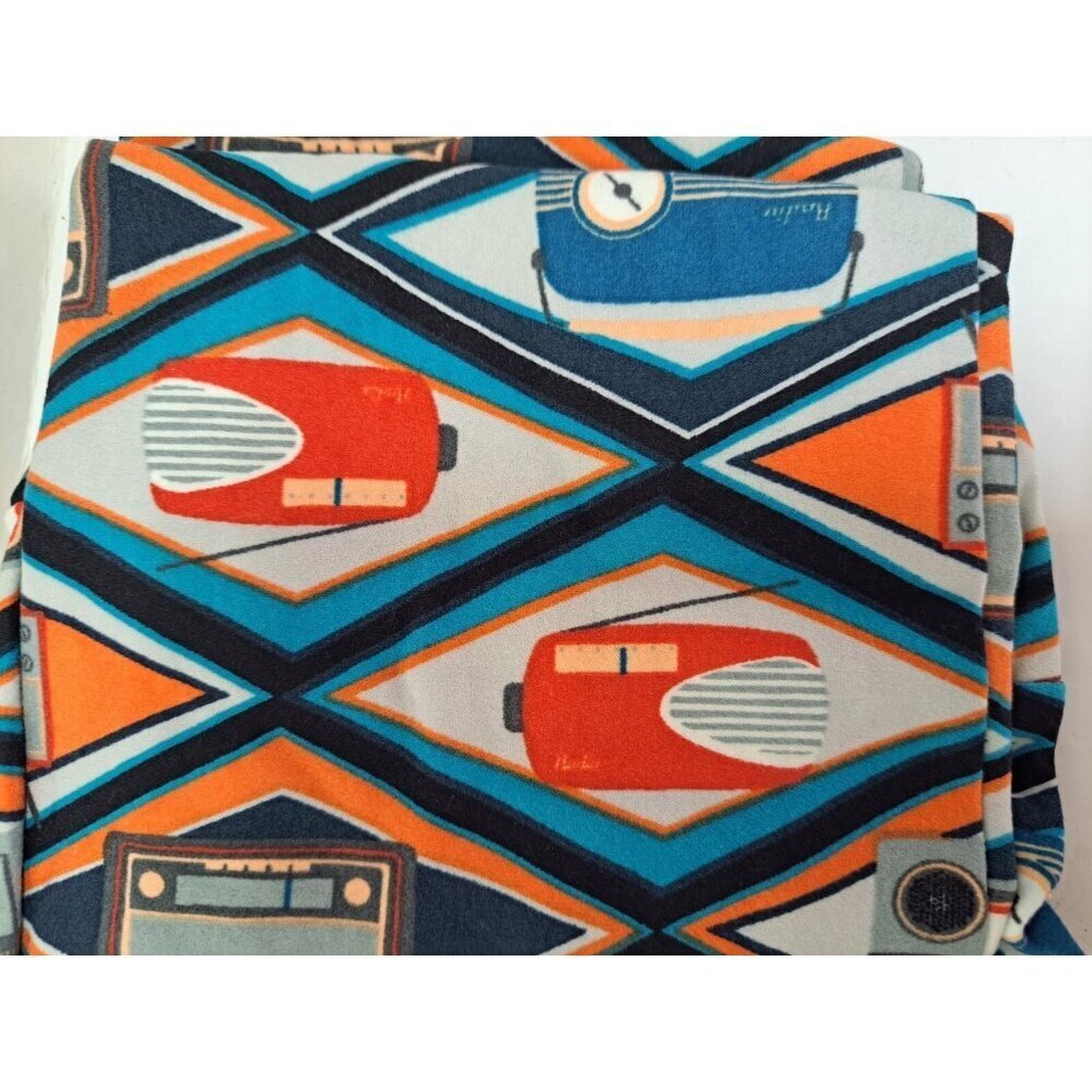 LuLaRoe One Size Leggings Teal Orange Black White Vintage Radios & TVs